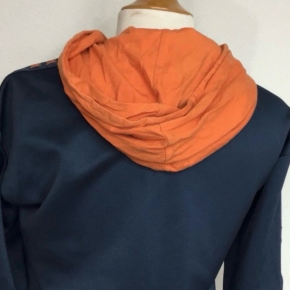 A/X Armani Women's Exchange Navy Orange Logo Zip Hooded Track Jacket Size Small - Picture 7 of 16
